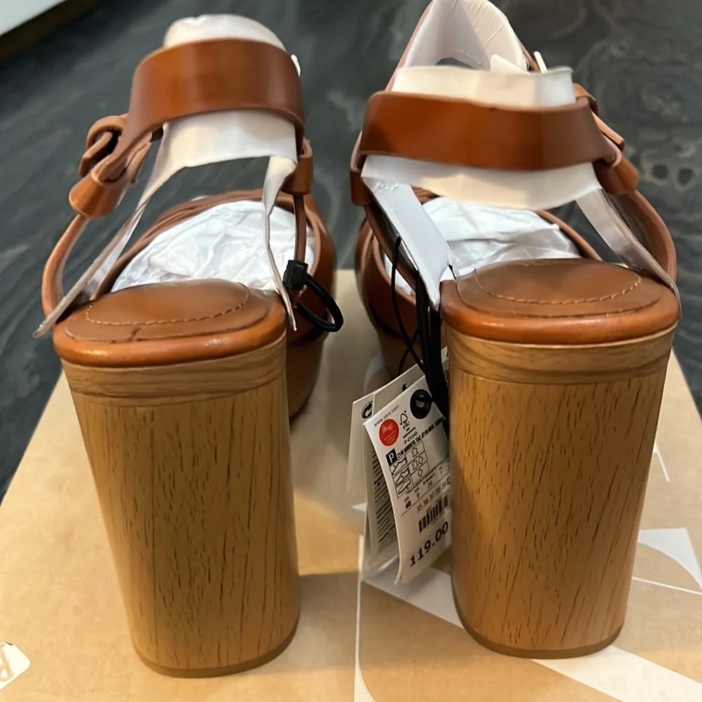 BNWT Zara leather platform sandals size 9 - Picture 3 of 7